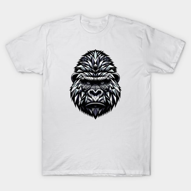 Abstract Geometric Gorilla - Black and White Design T-Shirt by AmandaOlsenDesigns